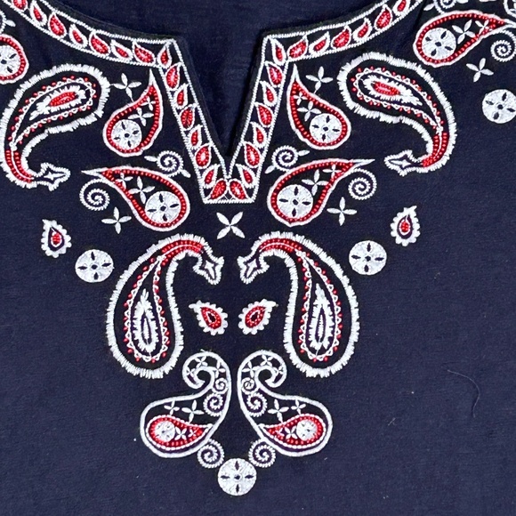 Talbots Navy Embroidered Split Neck Knit Top Sz 3X - Picture 3 of 9